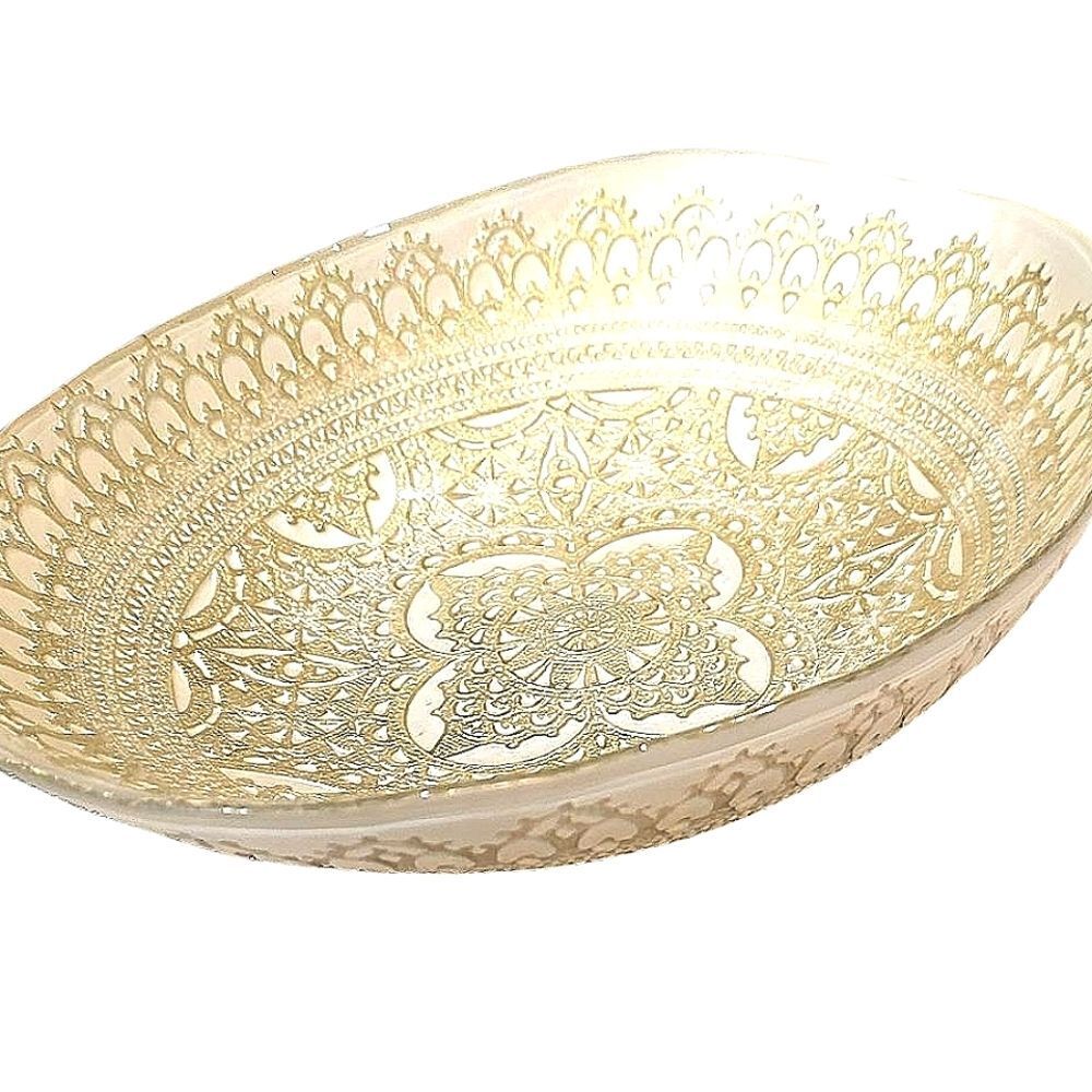 Artistic Accents Gold Lace Crochet Decorative Glass Bowl
